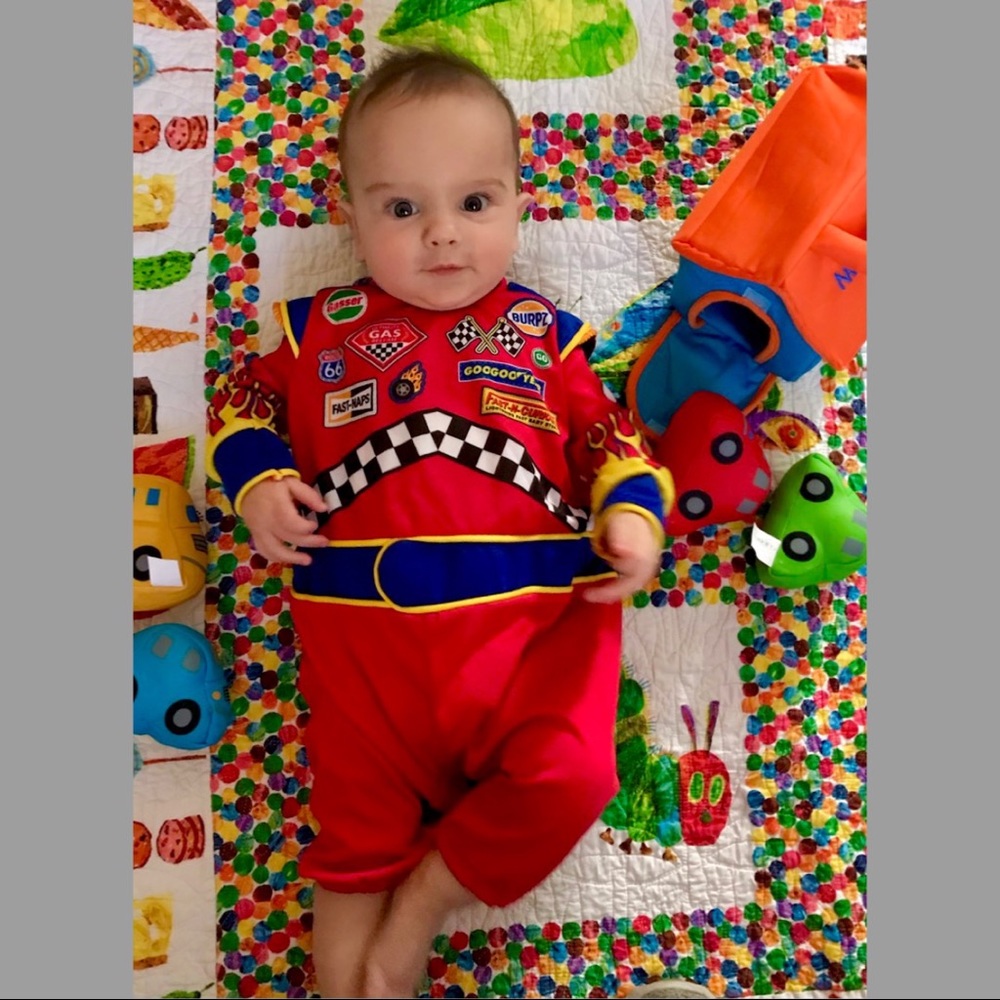 Baby racer Halloween costume.